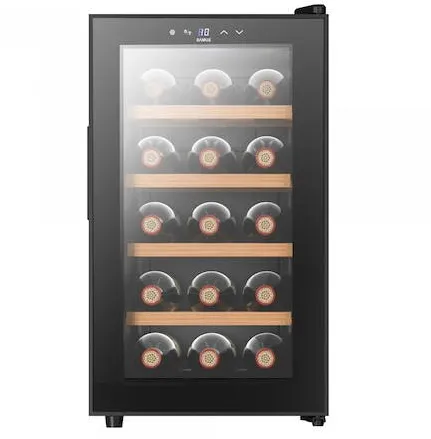 Racitor pentru vin Samus SRV50LM15, 48 L, Capacitate 15 sticle, Clasa energetica F, Mod racire termoelectric, Afisaj electronic, H 65.2 cm, Negru