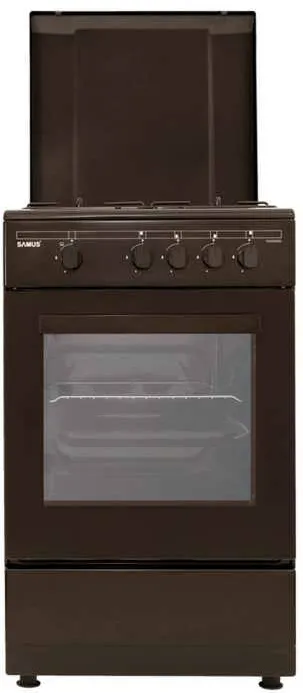 Aragaz pe gaz SM450MBS, 4 arzatoare, latime 50 cm, dispozitiv siguranta plita si cuptor, maro