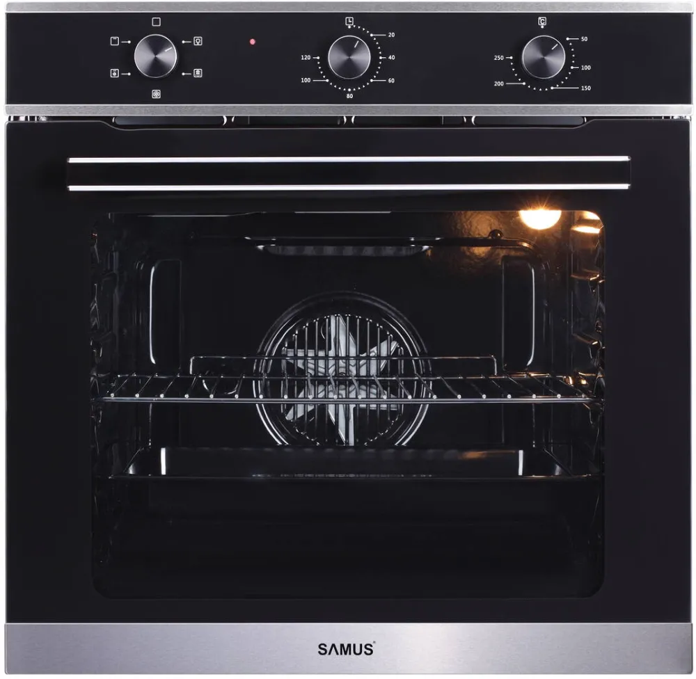 Cuptor electric incorporabil Samus SC623GX5, clasa A, 75 litri, 5 functii, grill, ventilator, timer, 2000 W, negru + argintiu