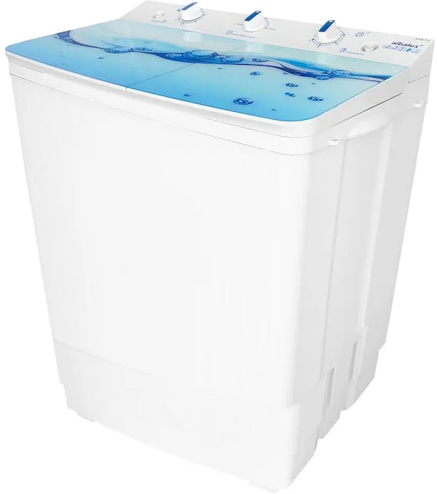 Masina de spalat rufe semiautomata Albalux AXS 7.9, Capacitate rufe uscate 7 kg, Capacitate rufe stoarcere 3 kg, Motor spalare 300 W, Motor stoarcere 148 W, Alimentare apa rece si calda, Alb