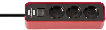 Brennenstuhl "Ecolor" Multi Socket, 3 sockets, 2-pole switch, 1.5m, red/black