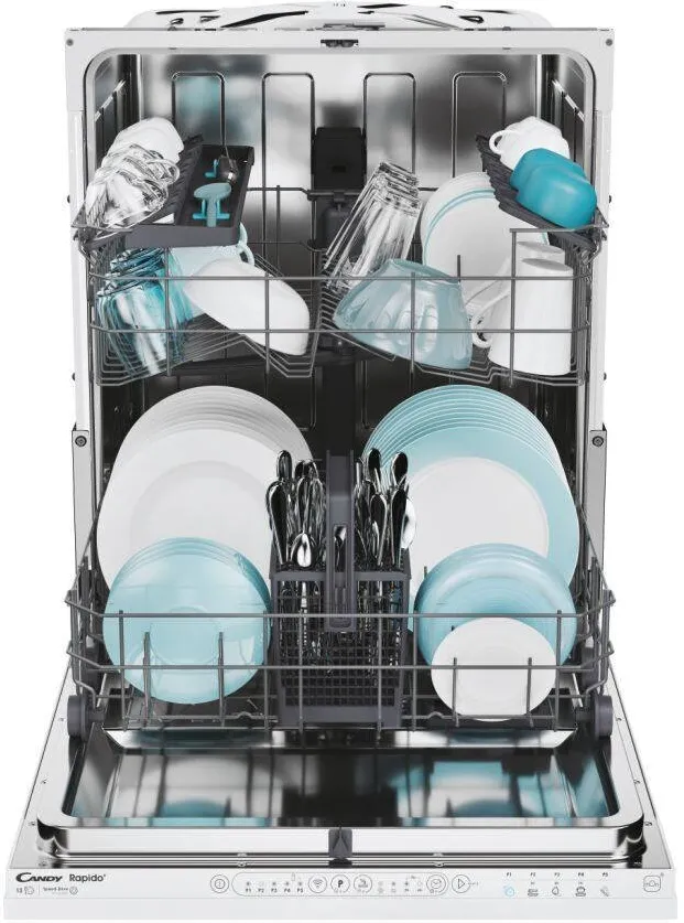 CANDY Masina de spalat vase incorporabila Candy Rapido CI 3E6L0W, 13 seturi, 5 programe, Clasa E, WiFi+Ble, Wash & Dry 49', Motor Speed-Drive Inverter, 60 cm
