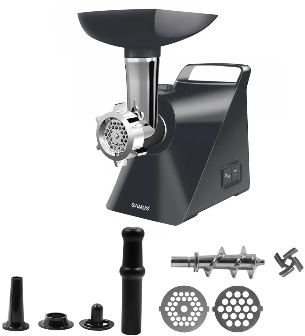 Albatros Masina de tocat SMT-1215GRAY, 1200 W, 1 viteza + reverse, Accesorii pentru carnati si kibbe, Negru
