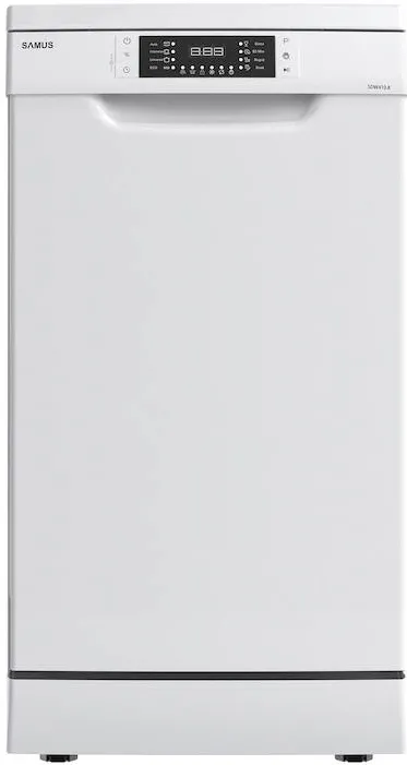 Masina de spalat vase Samus SDW410.8, 10 seturi, Latime 45 cm, 8 Programe, Clasa energetica E, Afisaj electronic, Alb
