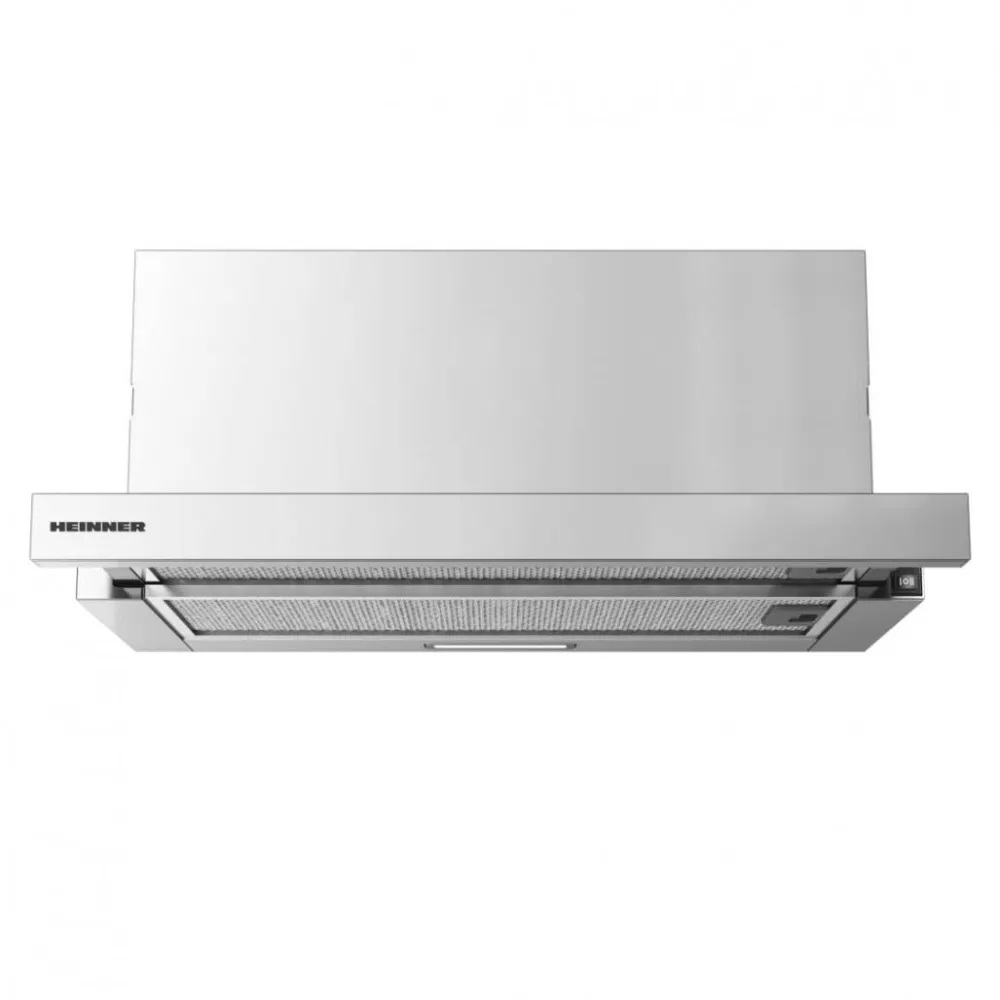HEINNER incorporabila telescopica HTCH-MD400IX, Putere de absorbtie 400 m3/h, Clasa B, 2 trepte de viteza, Iluminare LED, 60 cm, Inox
