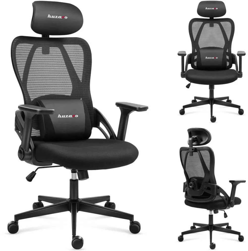 Scaun Gaming huzaro Scaun gaming Huzaro Combat 2.7, cotiere reglabile 3D, suport lombar ajustabil, Negru, dimensiuni ajustabile