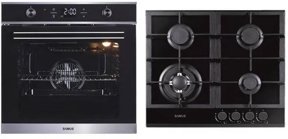 Pachet cuptor si plita incorporabile Samus B11 SC626GDX9 PSG-64SG1 75 L negru/inox