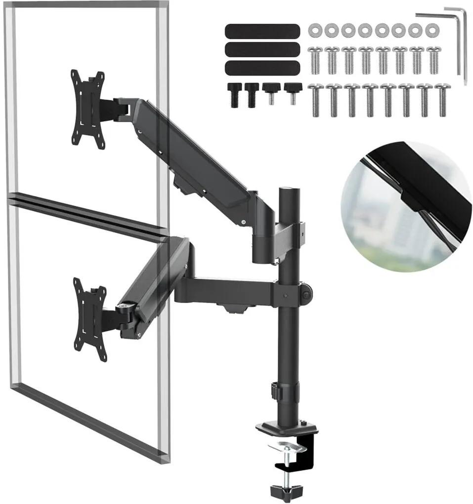 Suport pentru 2 monitoare MACLEAN MC-136 cu arc cu gaz 17-32 inch 2-10 kg negru