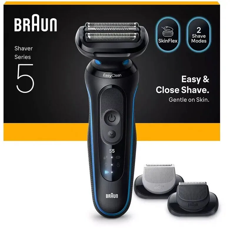 BRAUN Aparat de ras electric Braun Series 5, 50 min autonomie, 3 lame, negru/albastru