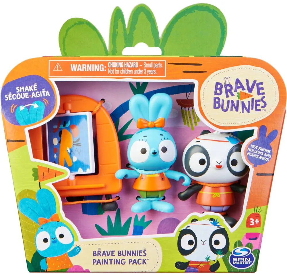 Spin Master Brave Bunnies - Paint with Boo Rabbit and Panda, Play Figure (with 2 Action Figures and 1 Canvas as Accessories, Toys for Children from 3 Years, Basic Figure Set)