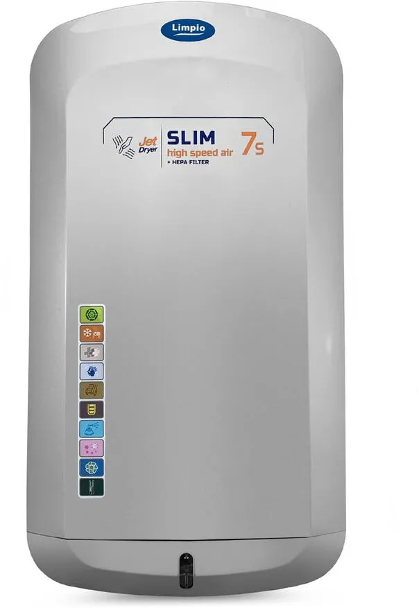 Limpio Uscator de maini Limpio HDR 91JET SILVER, profesional,1650 W, Viteza aer 90M/S, Timp uscare 7-9S, Argintiu