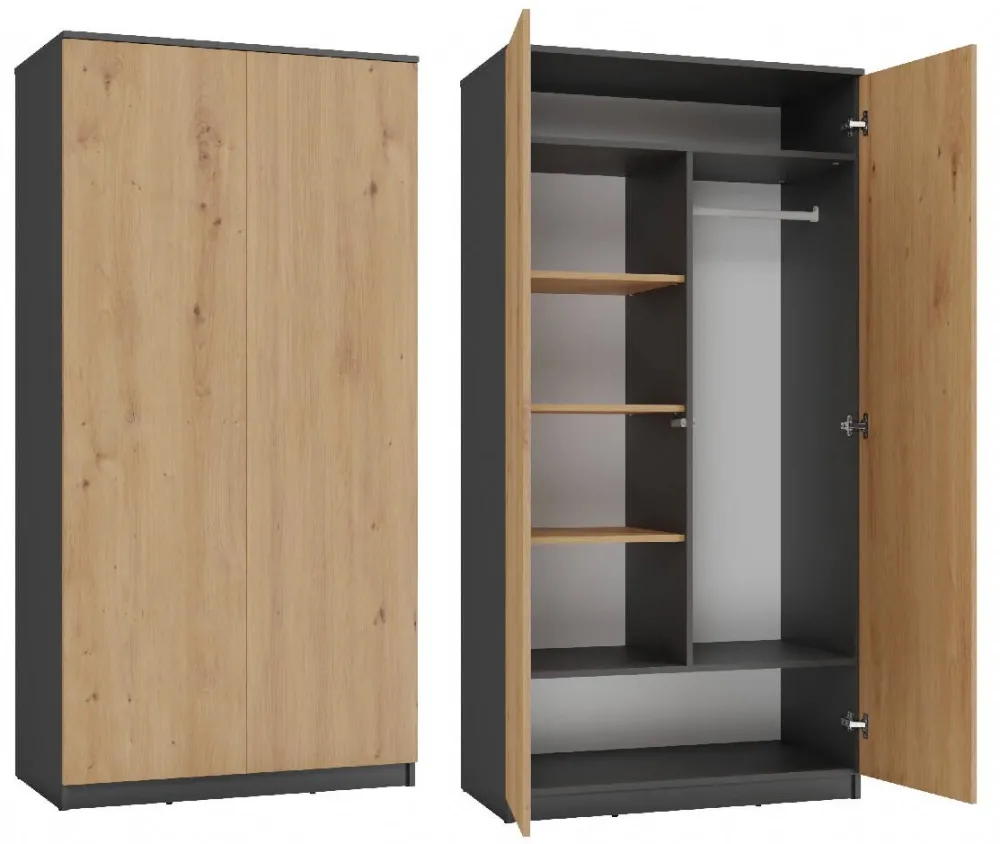 TOP E SHOP Topeshop SD-90 ANT/ART KPL bedroom wardrobe/closet 7 shelves 2 door(s)