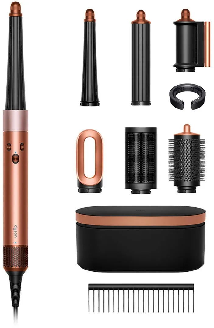Dyson Ondulator multistyler HS08 Airwrap i.d.™, conexiune Bluetooth®, 3 trepte de viteza, 3 trepte de temperatura, Amber silk / Pink champagne