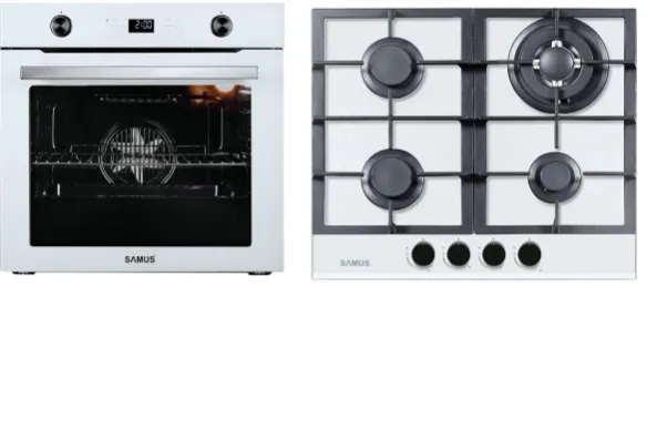 Pachet cuptor si plita incorporabile Samus ONL17 SC626WGD9 PSG-64SG3 75 L alb