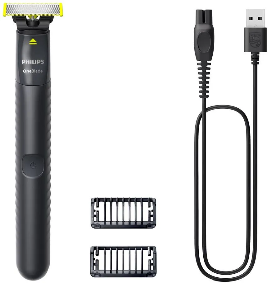 Philips Aparat de ras electric Philips Oneblade QP1424/10, Autonomie 30 minute, Negru/Verde