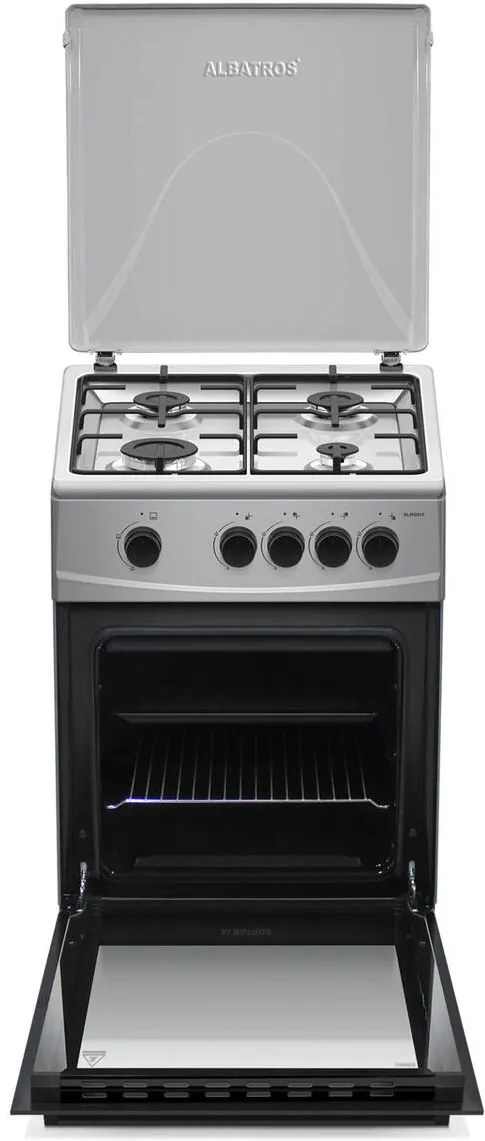 Aragaz AL452NXS, 50 x 50 cm, 4 arzatoare pe gaz, Cuptor pe gaz, 52 L, inox (laterale argintii)