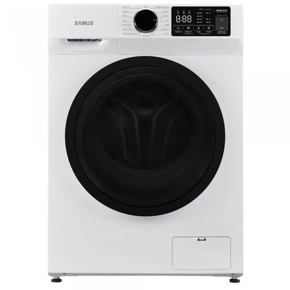 Samus Masina de spalat rufe Samus WSNDI-8146, 8 kg, Motor Inverter, 15 programe, 1400 rotatii, afisaj electronic, Clasa energetica A (-10%)