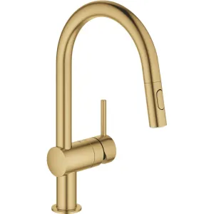 Grohe Baterie de bucatarie Grohe Minta 32321GN2, 3/8 inch, monocomanda, pipa inalta, dus extractabil, cartus ceramic, pivotanta, mat, Cool sunrise