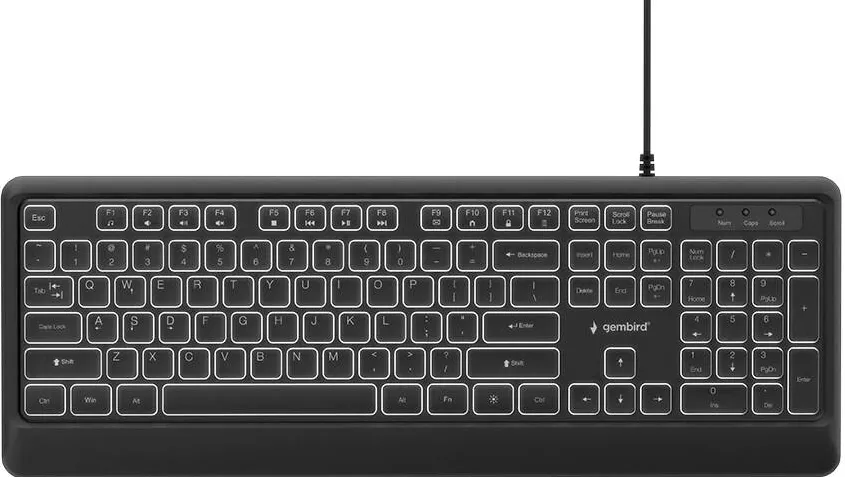 Tastatura Gembird Gembird KB-UML-04 Slim wired backlight keyboard, black, US layout