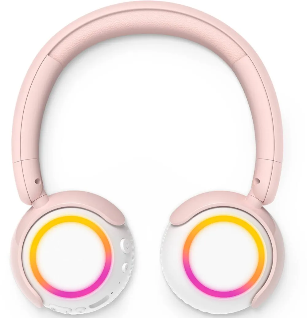 Casti Over-Head Philips Casti pentru copii On-Ear PHILIPS TAK4200PK/00, Wireless, Bluetooth, Microfon, Lumini LED, Pink