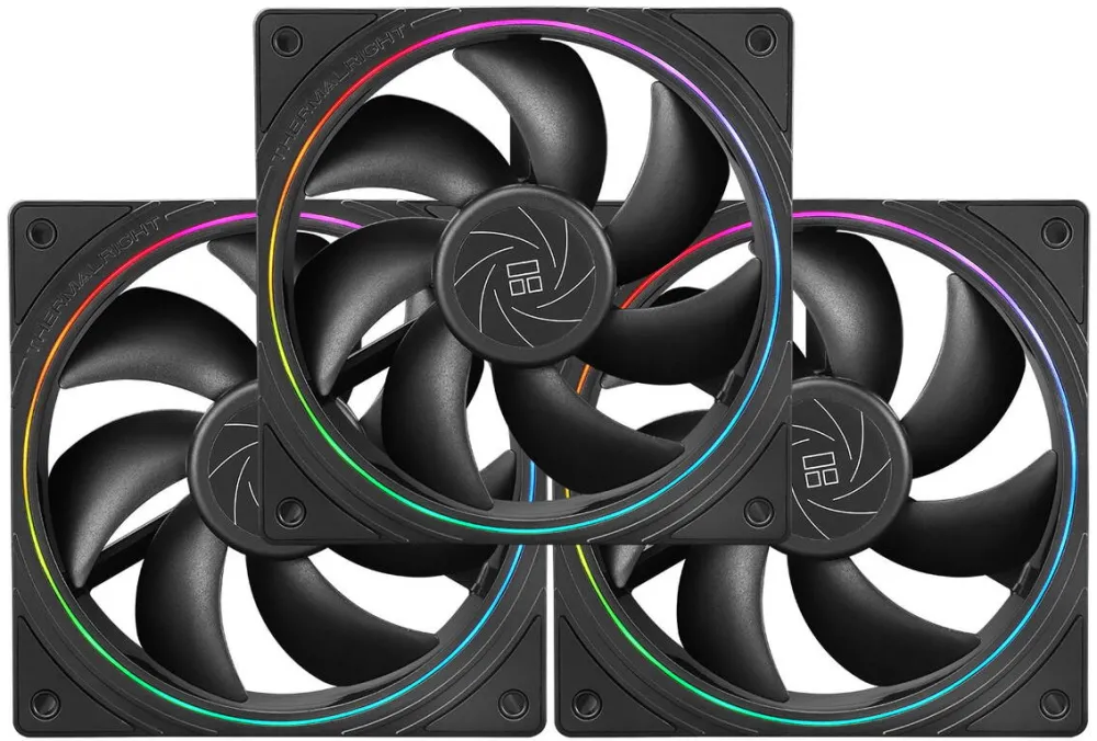 THERMALRIGHT Set 3 ventilatoare„TL-S12”, 120mm, 1500 RPM, S-FDB Bearing, 47.6 CFM, LED ARGB, 4pin PWM, negru