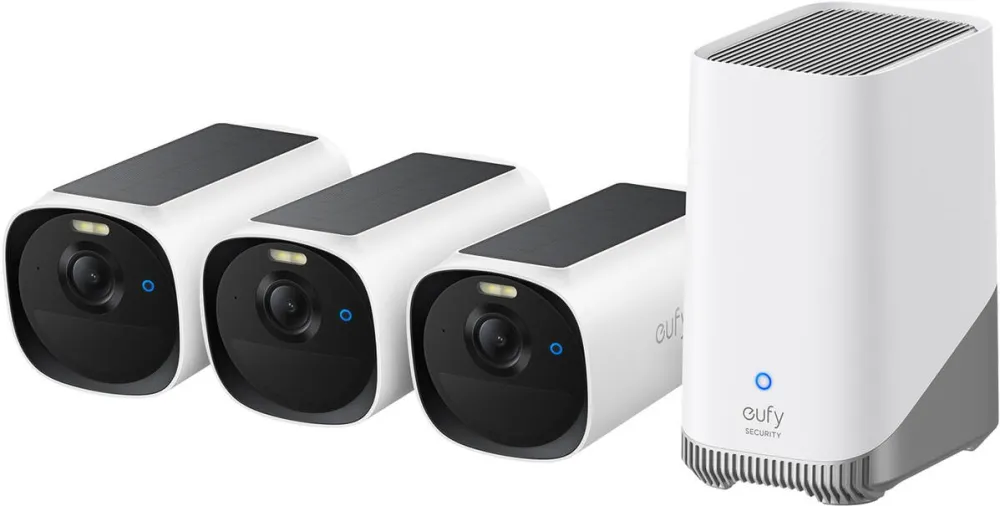 Camera Supraveghere Anker video eufyCam E40 Wireless, MaxColor Night Vision, Set HomeBase S380 + 3 camere 2K QHD