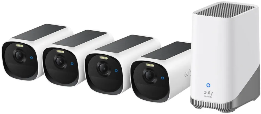Camera Supraveghere Anker Kit supraveghere video eufyCam E40, 2K HD, Incarcare solara, MaxColour Vision, Homebase 3 + 4 camere video