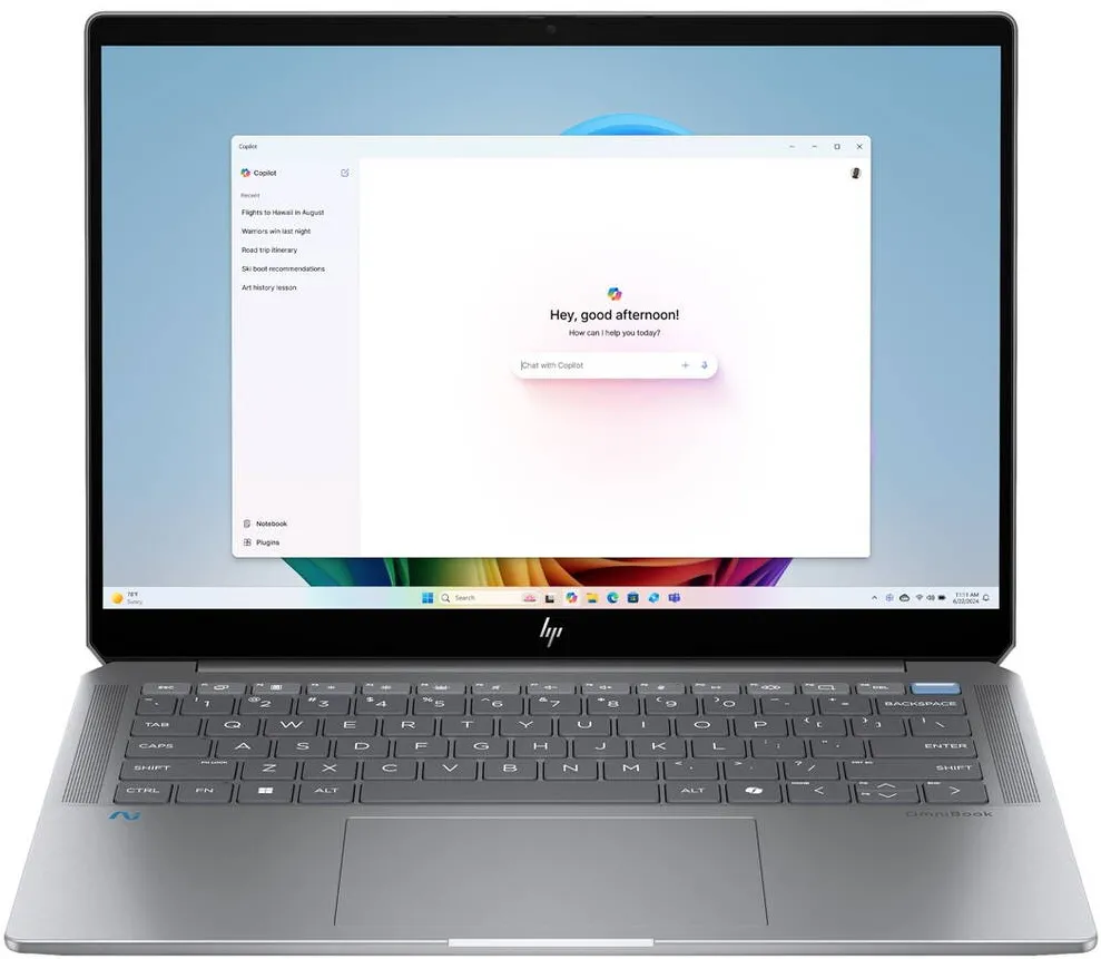 Laptop HP HP OmniBook Ultra 14-fd0003nn AMD Ryzen AI 9 365, Copilot+ PC laptop, 35.6 cm (14"), 2.2K touchscreen, 16 GB LPDDR5x-SDRAM, SSD, Wi-Fi 7 (802.11be), Windows 11 Home, Silver