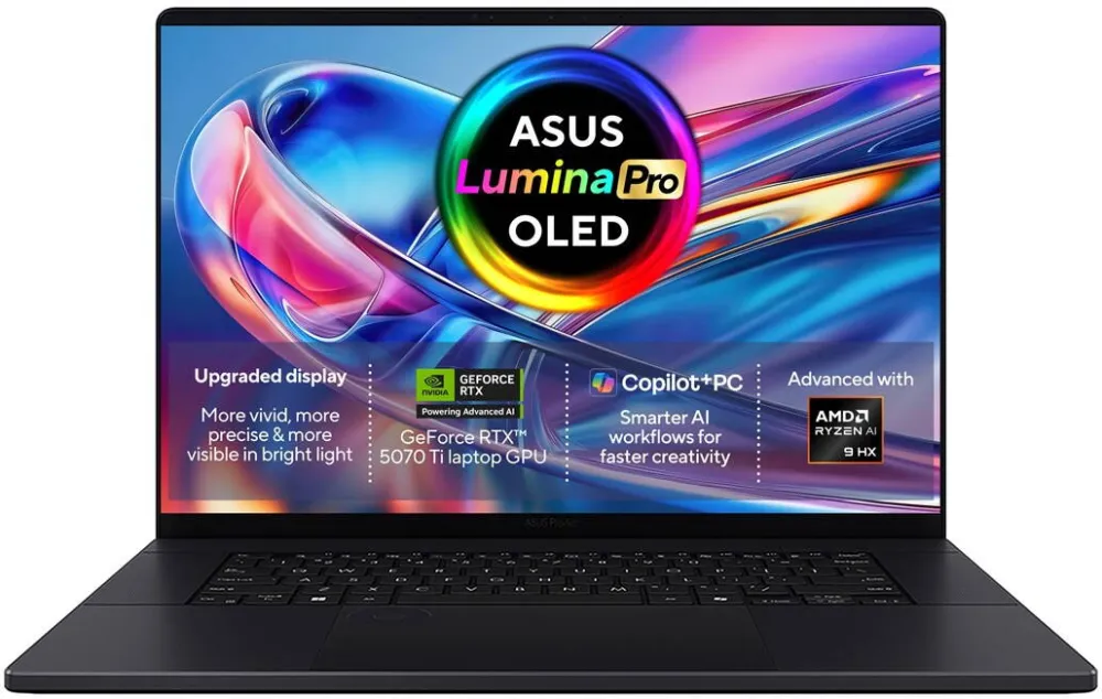 Laptop Asus ASUS ProArt P16 H7606WR-SE058X Ryzen AI 9 HX 370 16.0"4K 120Hz 1600nits AR LBL 32GB LPDDR5X SSD1TB GeForce RTX 5070 Ti 12GB CamFHD 90WHrs W11Pro Aluminum Nano Black