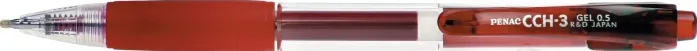 Penac Pix cu gel PENAC CCH-3, rubber grip, 0.5mm, corp transparent - scriere rosie