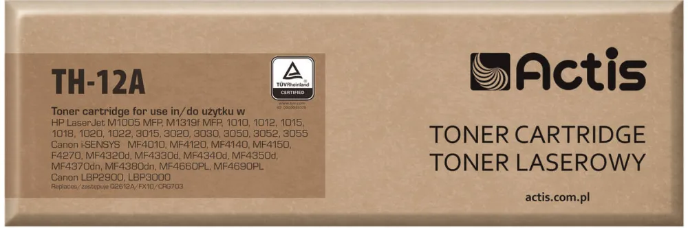 Toner imprimanta ACTIS COMPATIBIL TH-12A for HP printer; HP 12A Q2612A, Canon FX-10, Canon CRG-703 replacement; Standard, 2000 pages; black