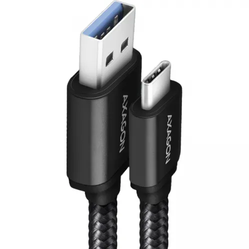 AXAGON Cablu USB-C la USB-A, 2m, USB 3.2 Gen 1, 3A, impletit, negru