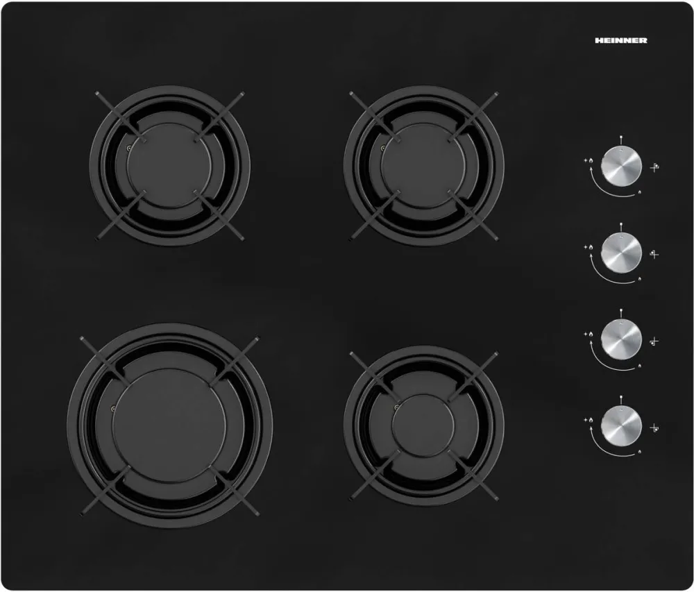 Plita HEINNER Plita incorporabila Heinner HBH-M402IEGBK, Gaz, 4 arzatoare, Aprindere electrica, Dispozitiv de siguranta, 60 cm, Sticla neagra