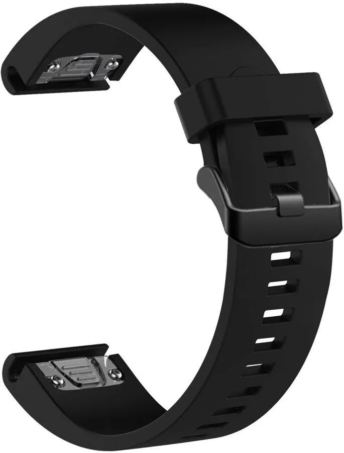 Fixed Silicone Strap for Garmin QuickFit 20mm, Black