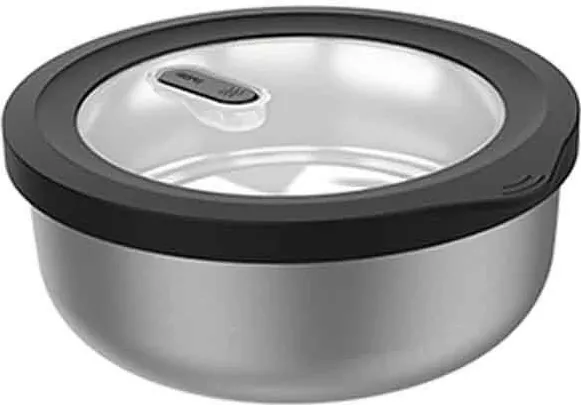 Gefu Cutie alimentara Gefu, metalica, rotunda, 1000ml, rezistenta la temperaturi, set cu capac