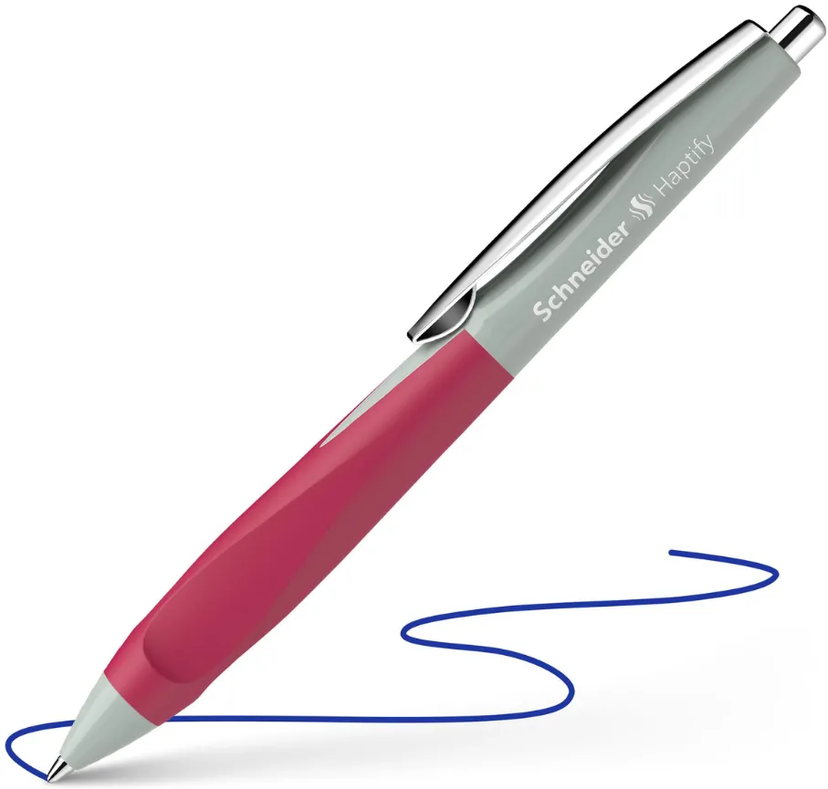Schneider Pix SCHNEIDER Haptify, rubber grip, clema metalica, corp gri/magenta - scriere albastra