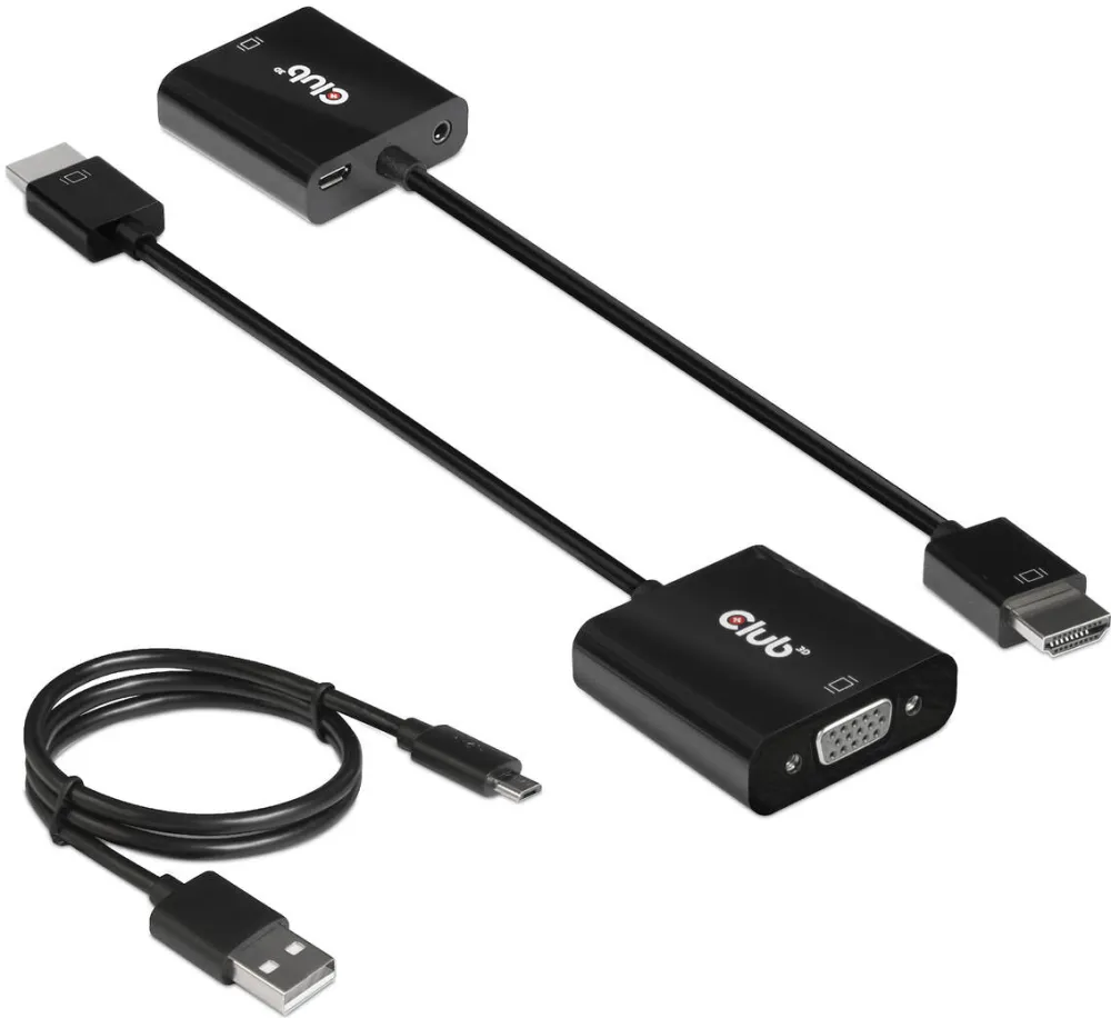Adaptor CLUB 3D CAC-1302 video cable 0.5 m HDMI Type A (Standard) VGA (D-Sub) Black