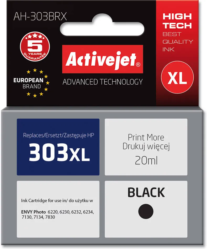 Cartus Imprimanta ACTIVEJET Compatibil AH-9303BRX ink for HP printer, HP 303XL T6N04AE replacement; Premium; 20 ml; black