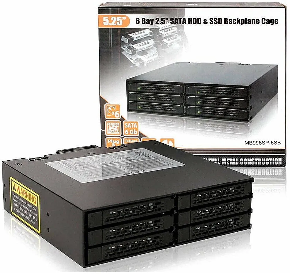 Enclosure ICY Dock Backplane 6x6,3cm SATAI-III in 1x5,25" SSD bis 9,5mm