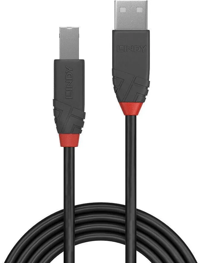Adaptor Lindy USB 2.0 Typ A an B Kabel, Anthra Line, 10m