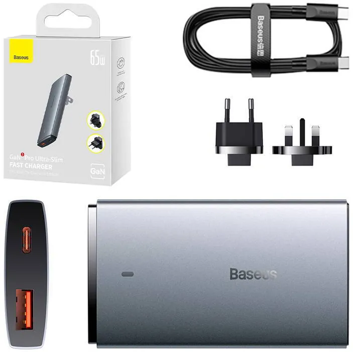 Baseus Incarcator GaN5, 65W, 1xport USB-C, 1XUSB-A