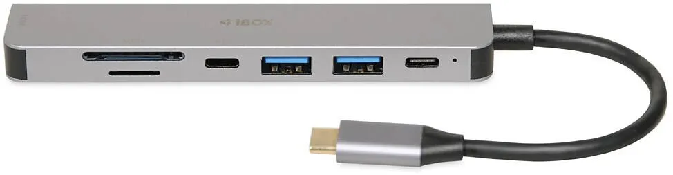 Hub USB IBOX IUH3SL4K dock USB 3.2 Gen 1 Type-C Power Delivery 100W, Silver