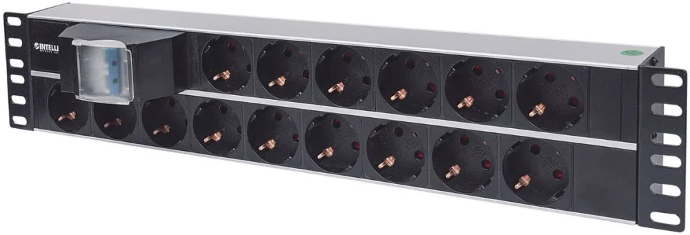 Accesoriu Retea Intellinet Intellinet 19" 2U Rackmount 15-Output Power Distribution Unit (PDU), EU CEE 7/3 Outlets, With Double Air Switch, Built-in 3 m (10 ft.) Power Cord with EU CEE 7/4 Plug