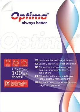 Etichete Optima Etichete albe autoadezive 4/A4, 105 x 148 mm, 100 coli/top, Optima
