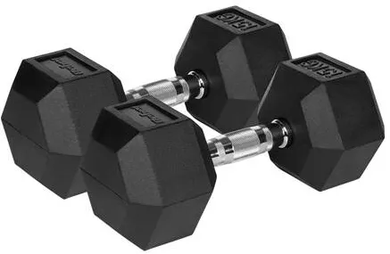 Set 2 gantere hexagonale Rebel Active fonta cauciucata 2 x 15 kg