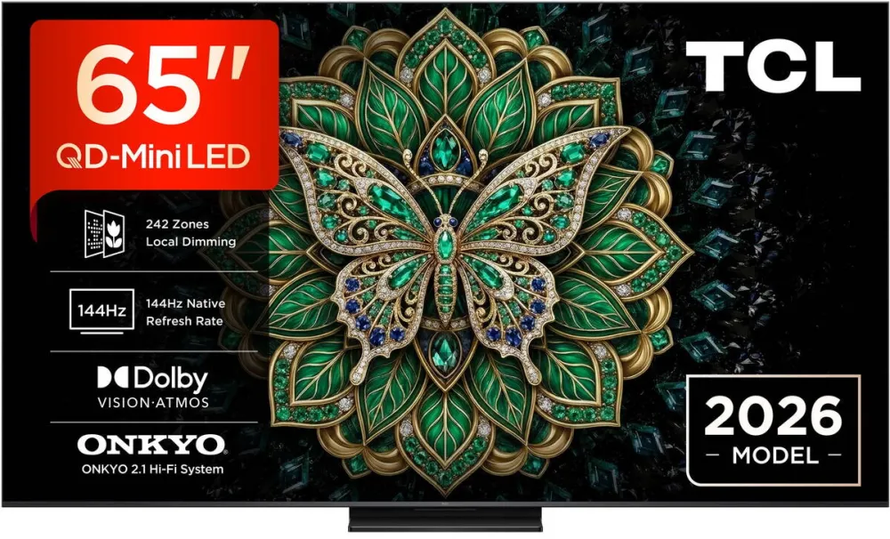 Televizor TCL QD-MiniLed 65C6K Pro, 164 cm, Smart Google TV, 4K Ultra HD, 144Hz, Clasa E (Model 2026)