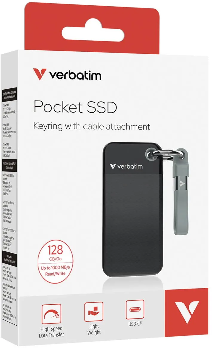 SSD Extern VERBATIM Pocket 128BG Black/Grey USB 3.2 Gen 2, 32432