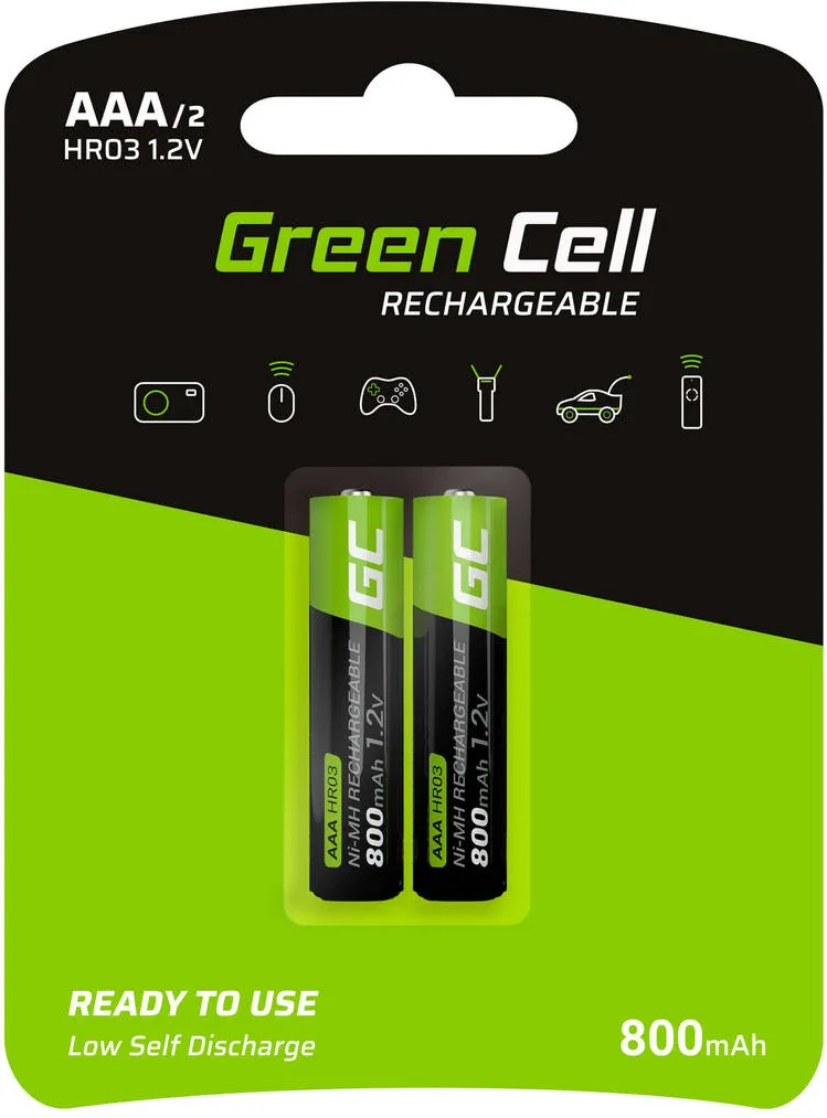 Green Cell Baterie Reincarcabila GR08AAA Nickel-Metal Hydride (NiMH) 2X AAA R3 800MAH