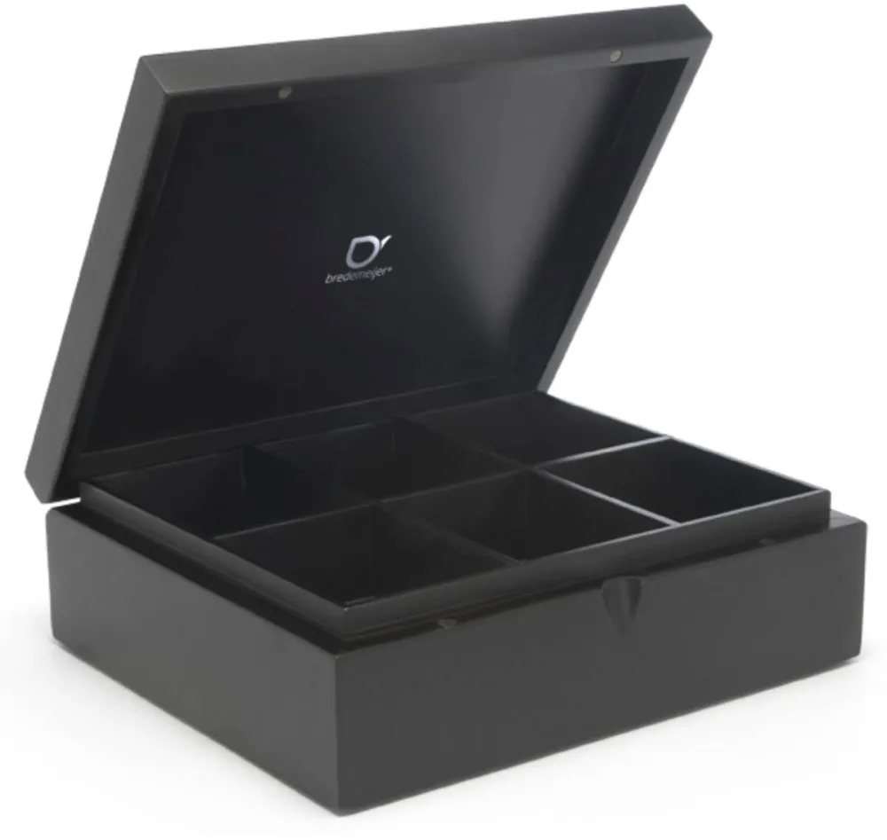 Cutie de ceai cu 6 compartimente pentru pliculete, neagra 184006