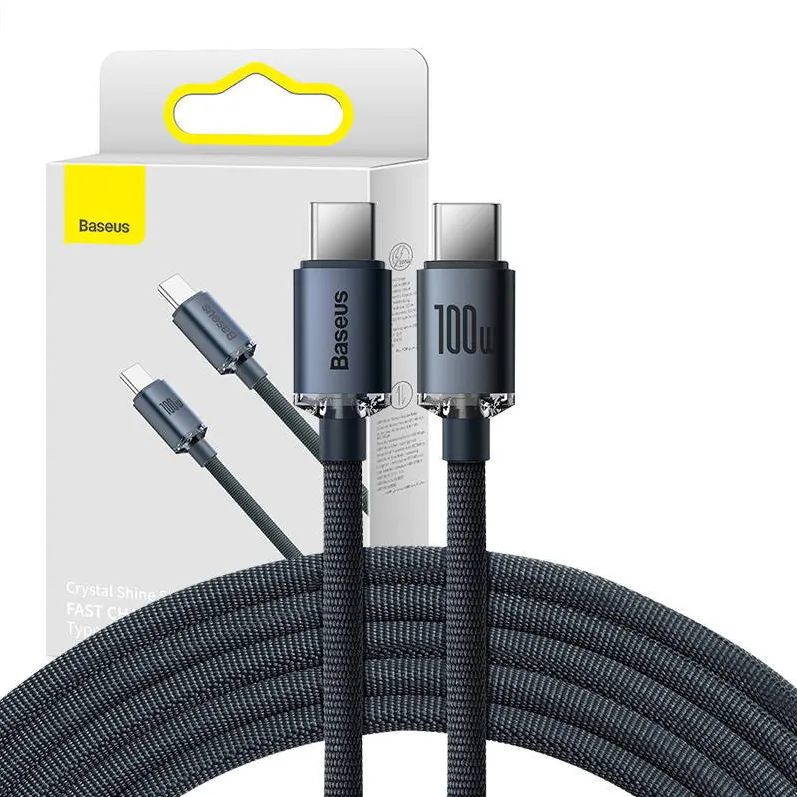 Baseus Kabel USB-C do USB-C Baseus Crystal Shine, 100W, 2m (czarny)